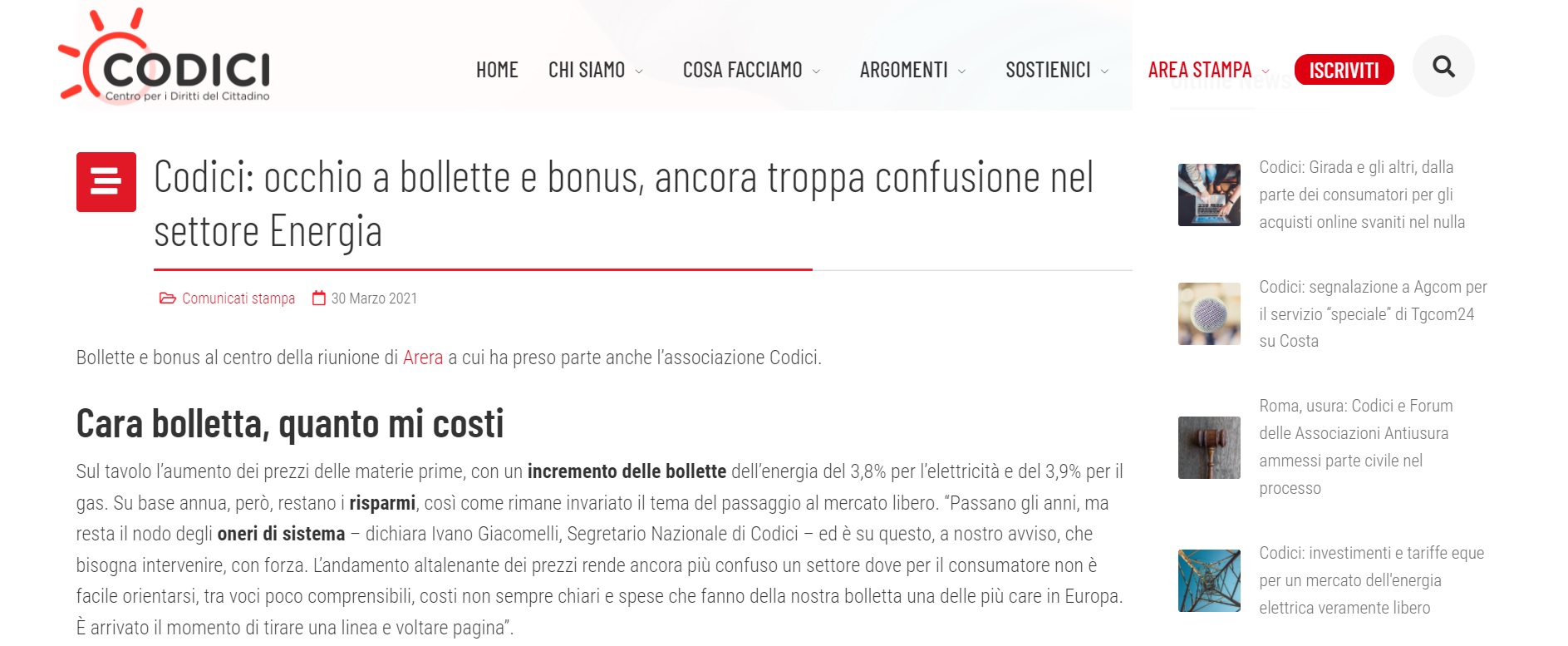 confusione luce e gas codici